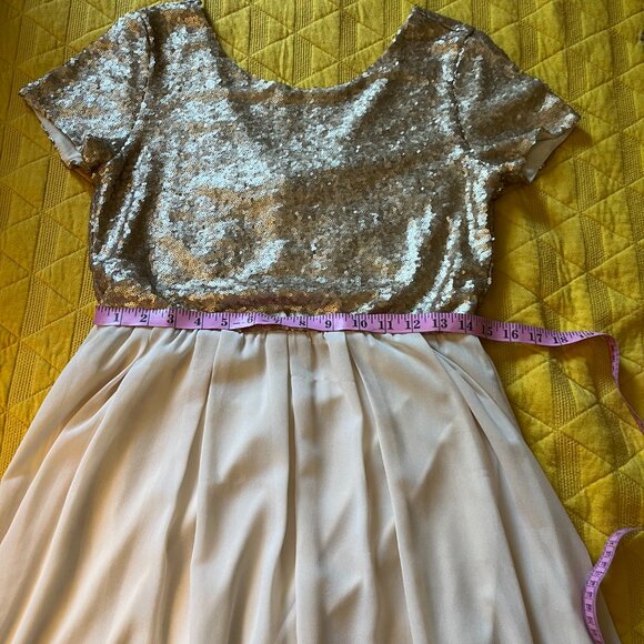 Forever 21 Gold Sequin Dress Size L - Picture 7 of 12